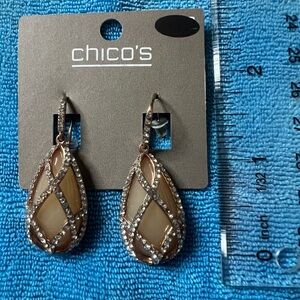 Chico's Gold and Brown Teardrop Earrings